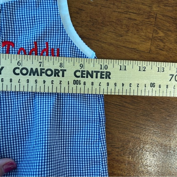 Handmade blue plaid gingham Hotty Toddy John John Shortall no size tag Newborn - Picture 5 of 5